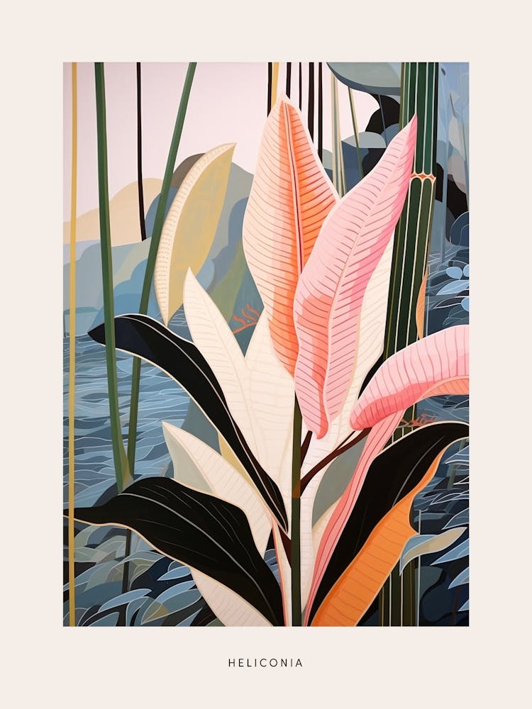 Flower Illustration Heliconia 2 Poster