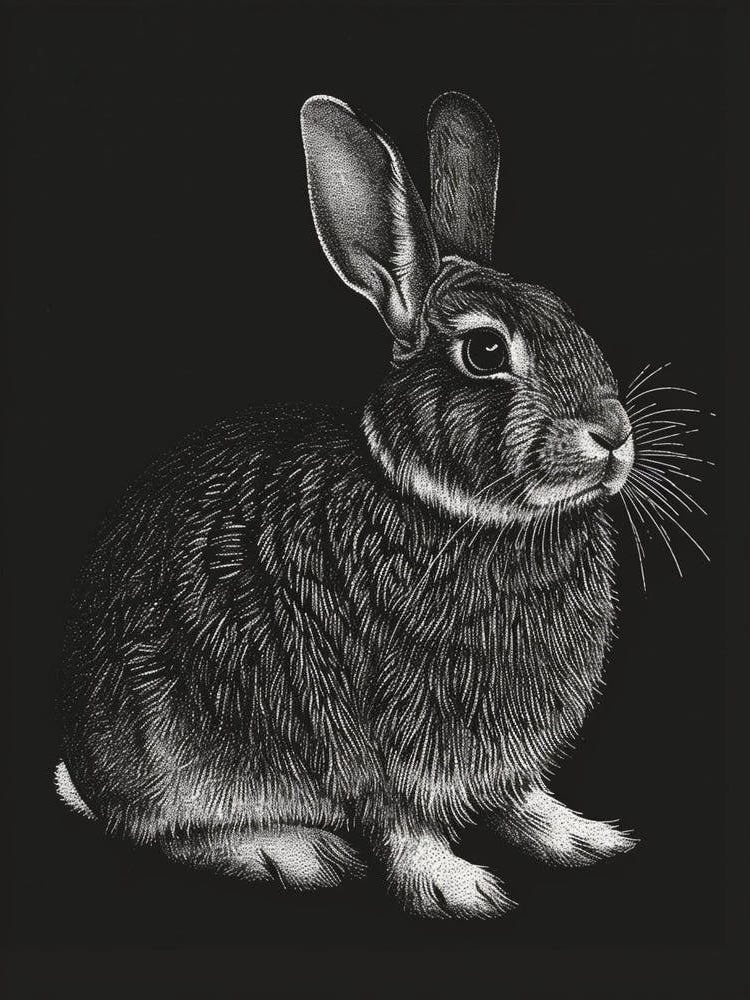 English Lop Blockprint Rabbit Illustration 7