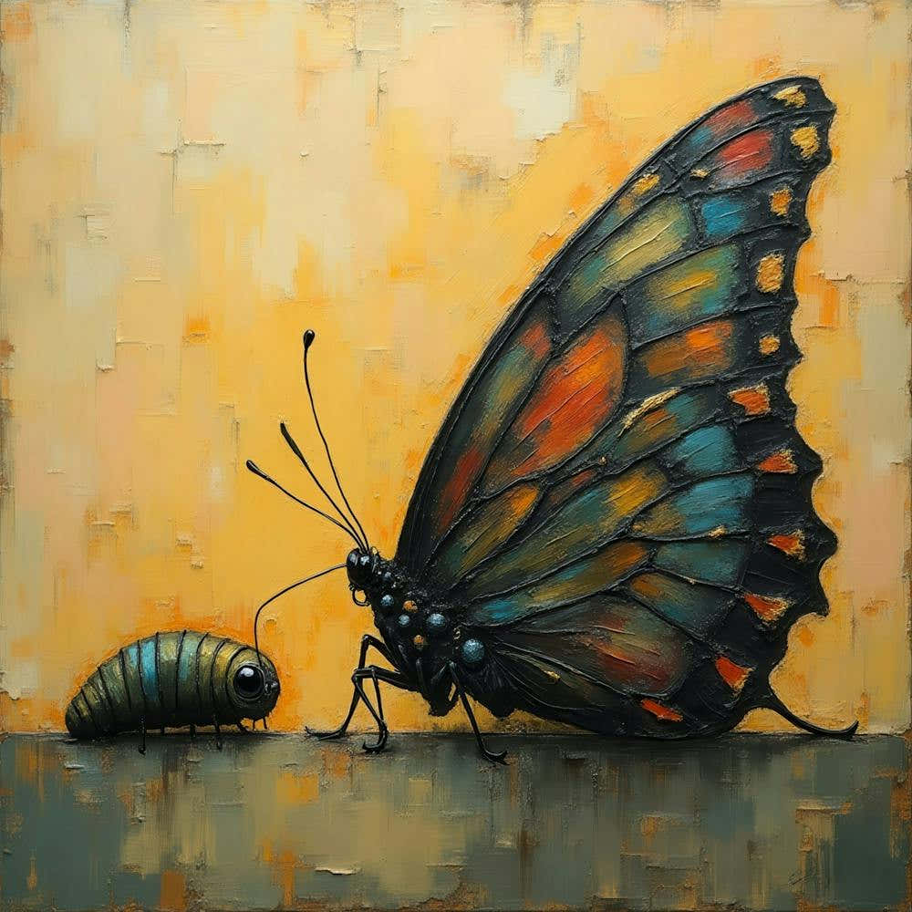 Butterfly And Caterpillar