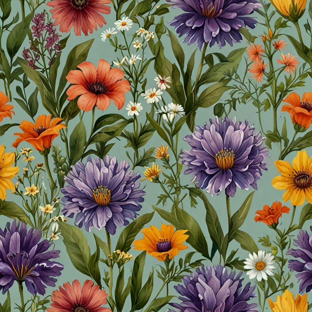 Watercolor Flowers Seamless Pattern