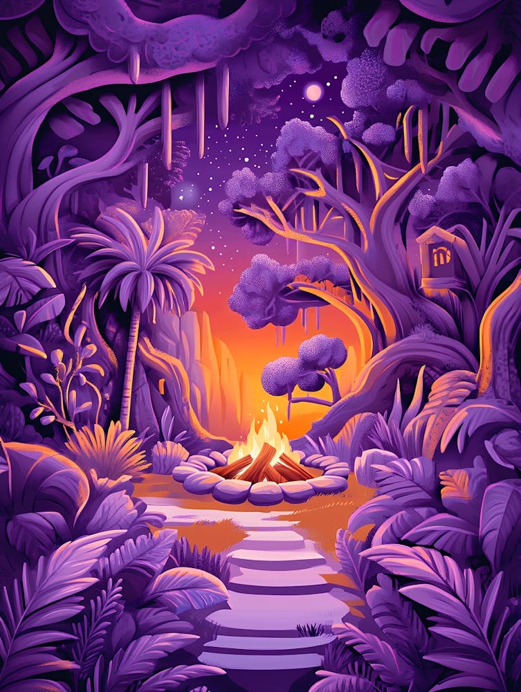 Purple Forest At Night