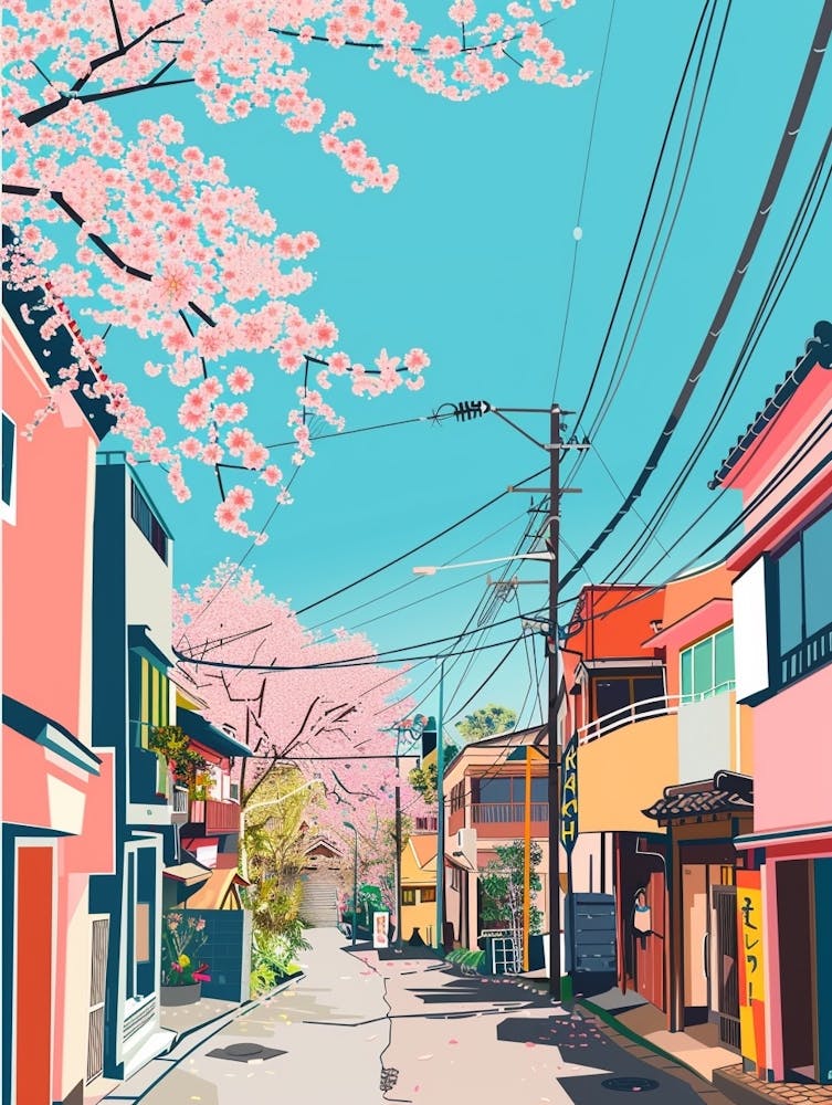 Harajuku Tokyo Colourful Illustration