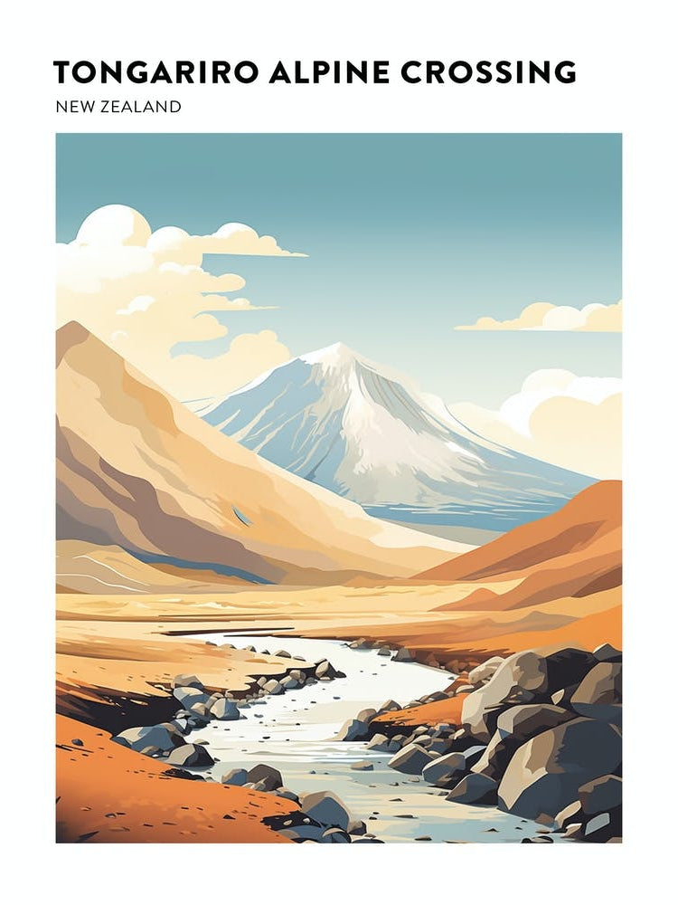 Tongariro Alpine Crossing New Zealand 2 Hiking Trail Landscape Poster
