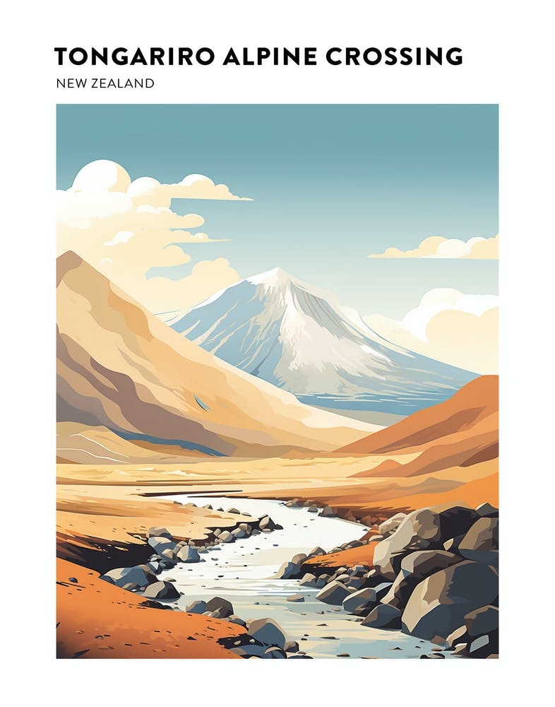 Tongariro Alpine Crossing New Zealand 2 Hiking Trail Landscape Poster