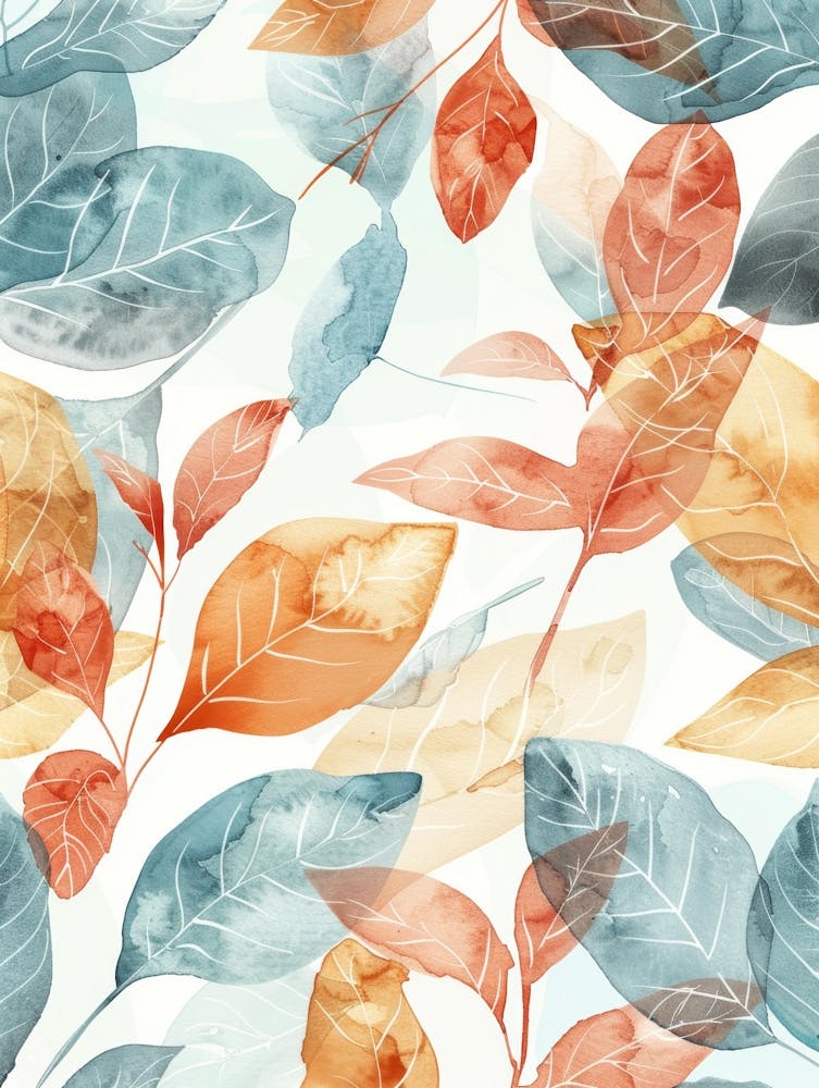 Watercolor Leaves Seamless Pattern 3
