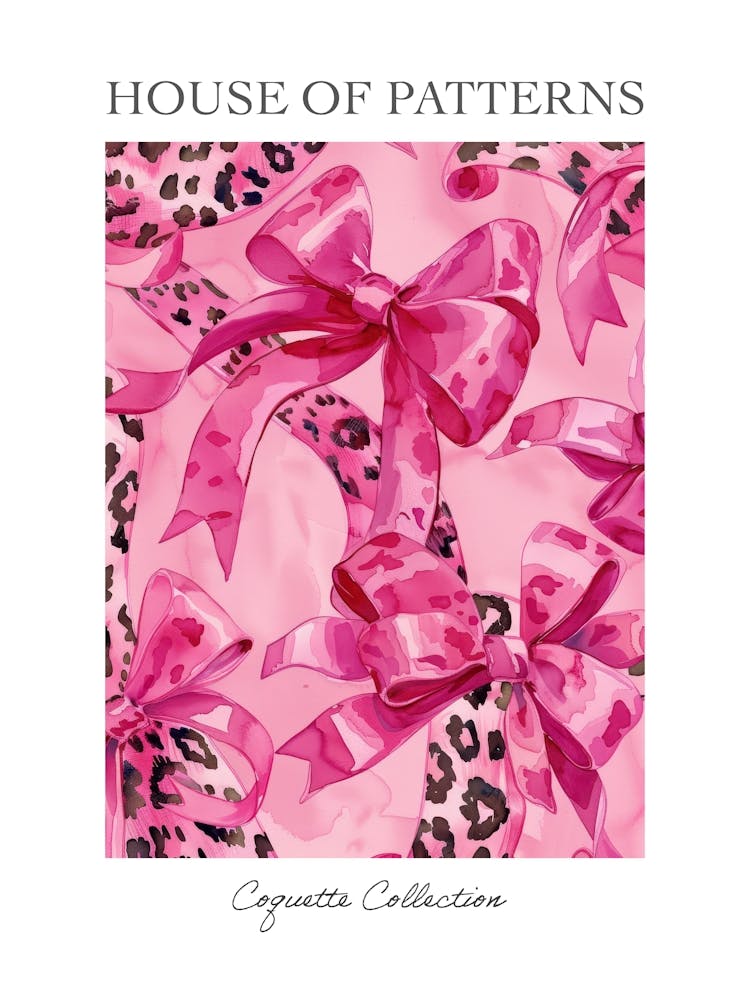 Pink Animal Print Bow Pattern Poster