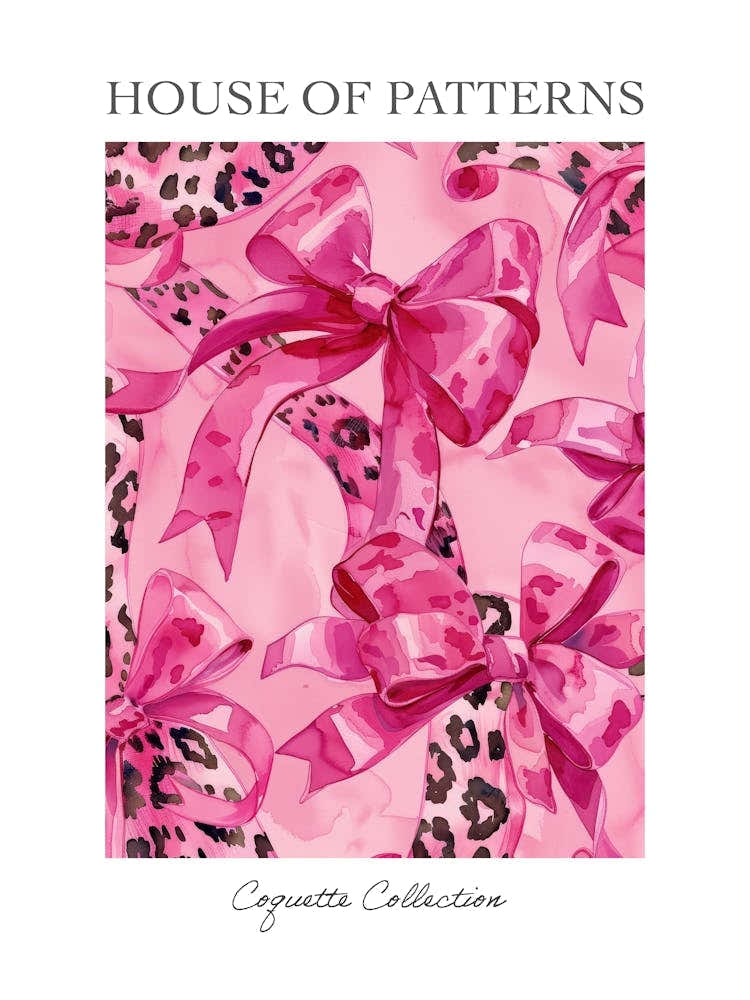 Pink Animal Print Bow Pattern Poster