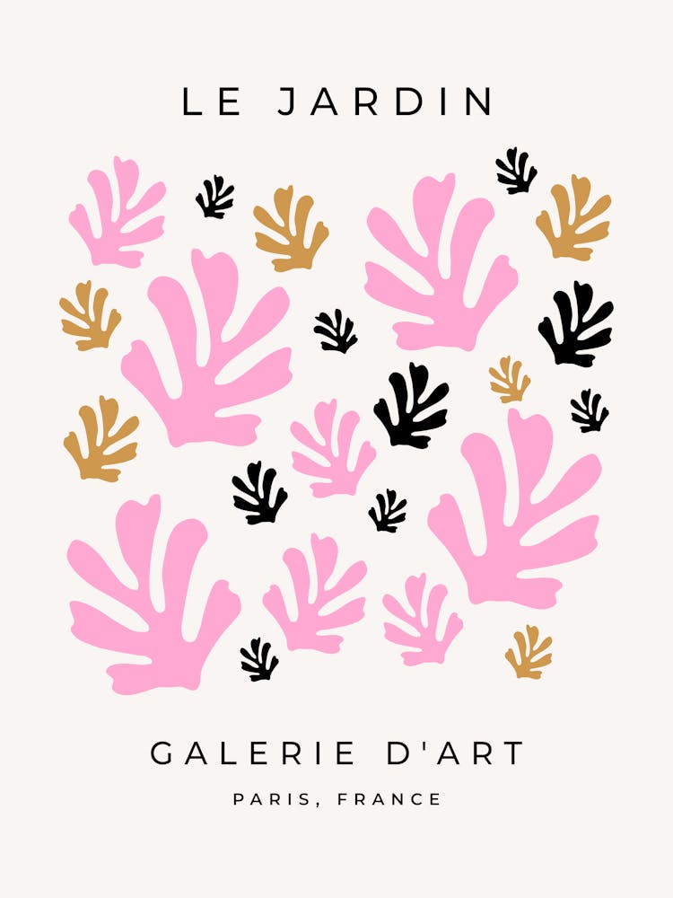 Le Jardin | 01 - Feuilles Abstraites Botaniques Roses Et Or