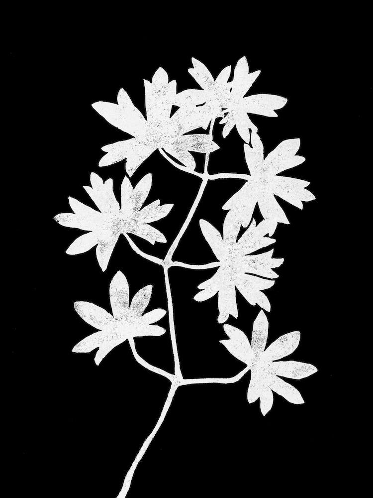 White Blockprint Leaves