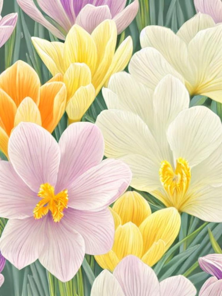 Crocus Pastel Floral 1 Flower