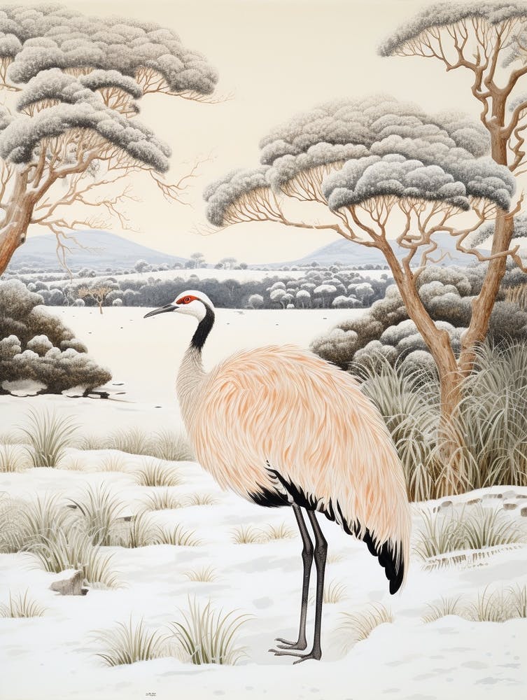 Winter-Vogelgemälde Emu 1