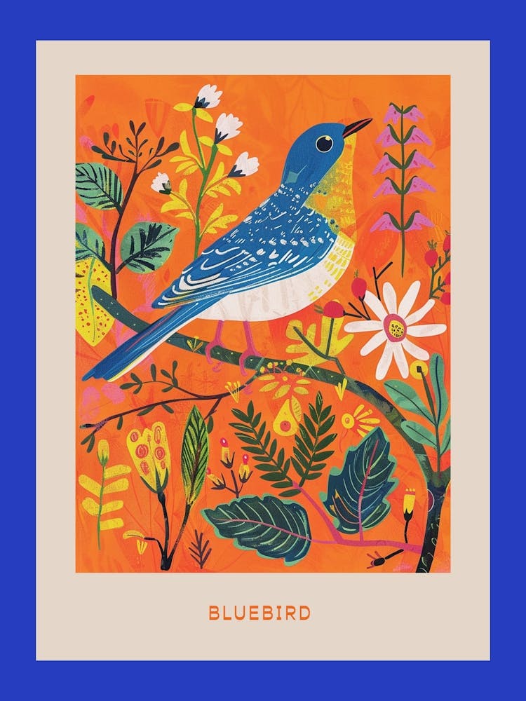 Spring Birds Poster Bluebird 2