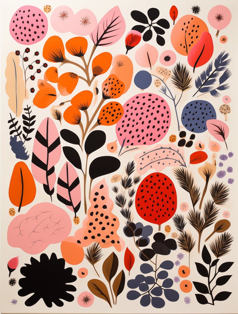Abstraktes Blumenmuster im Matisse-Stil
