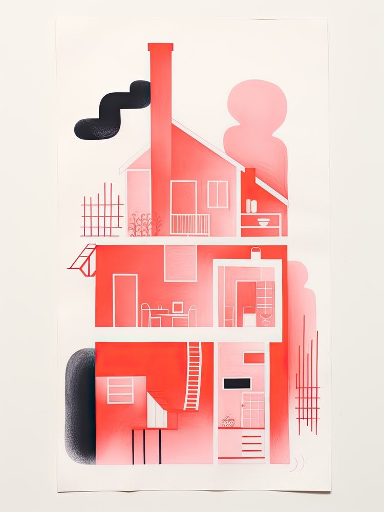 A House In Copenhagen, Abstract Risograph Style 1