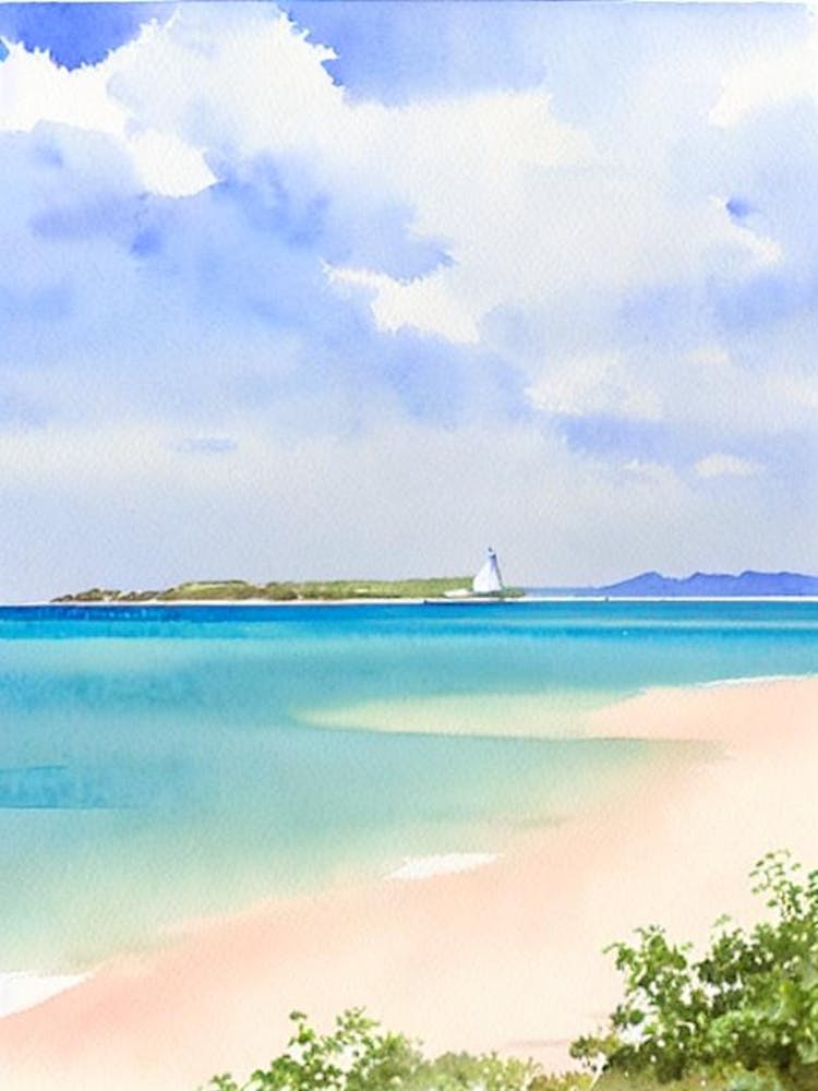 West End Bay, Anguilla Watercolour