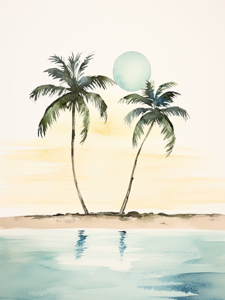 Watercolour Of Playa Paraiso   Cayo Largo Cuba 1