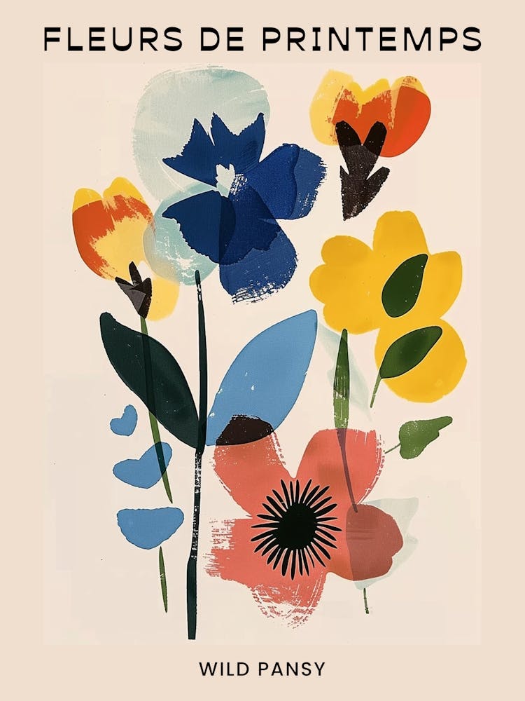 Spring Floral French Poster  Wild Pansy 2