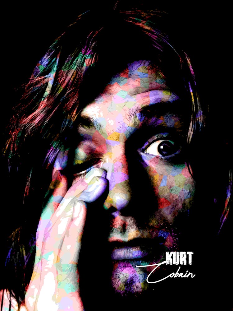 Kurt Cobain American Musician Legend in Colorful