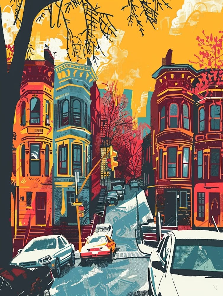 Riverdale New York Colourful Silkscreen Illustration 2