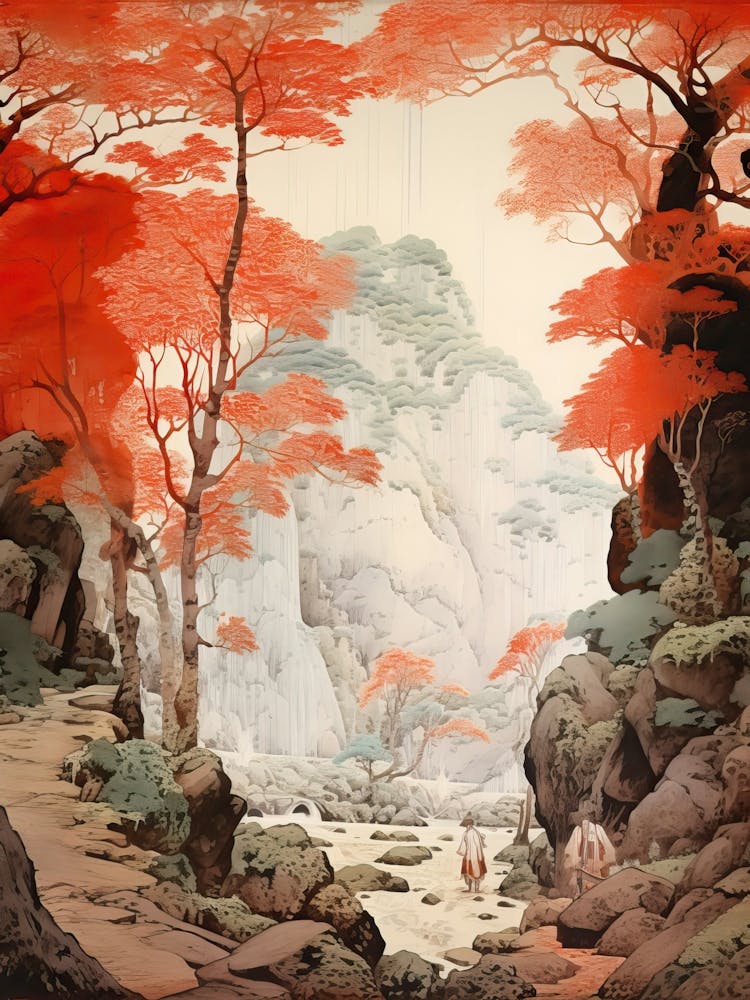 Akiyoshido Cave In Yamaguchi, Ukiyo E Drawing 4