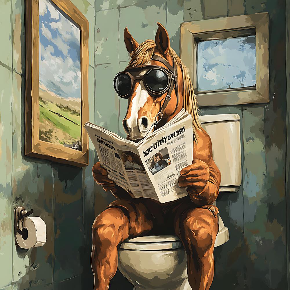 Horse Reading Newspaper 4