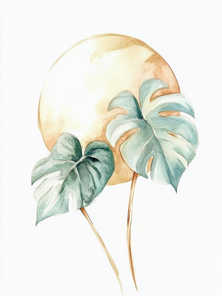 Watercolor Of Tropical Leaves