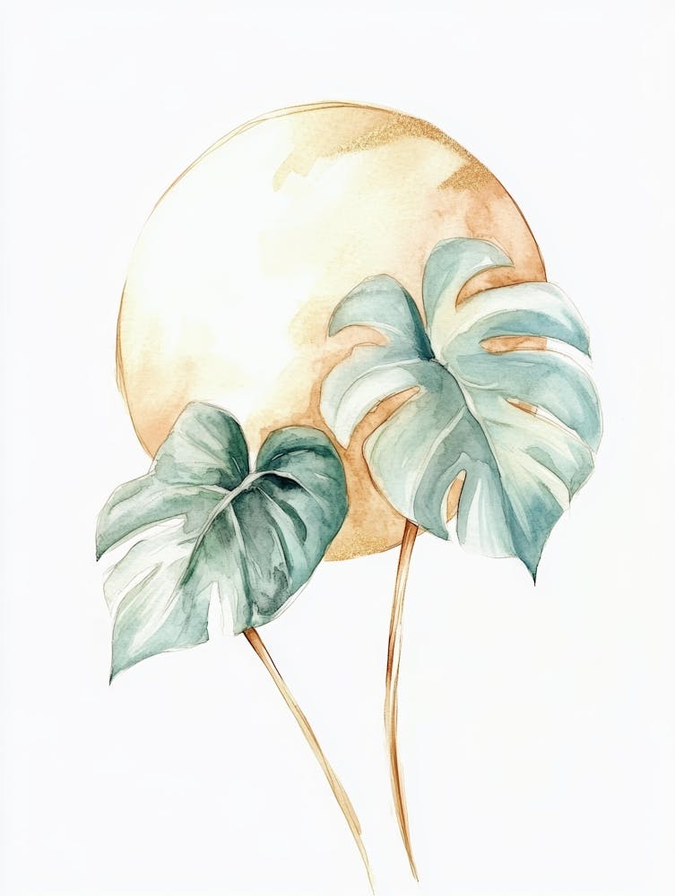 Watercolor Of Tropical Leaves
