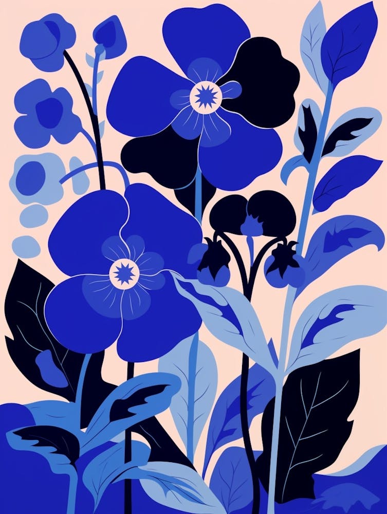 Blue Flower Illustration Wild Pansy 1