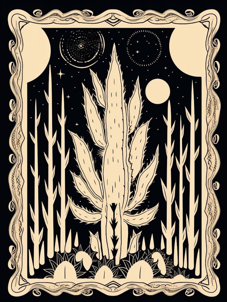 B&W Cactus Illustration Chamaecereus 3