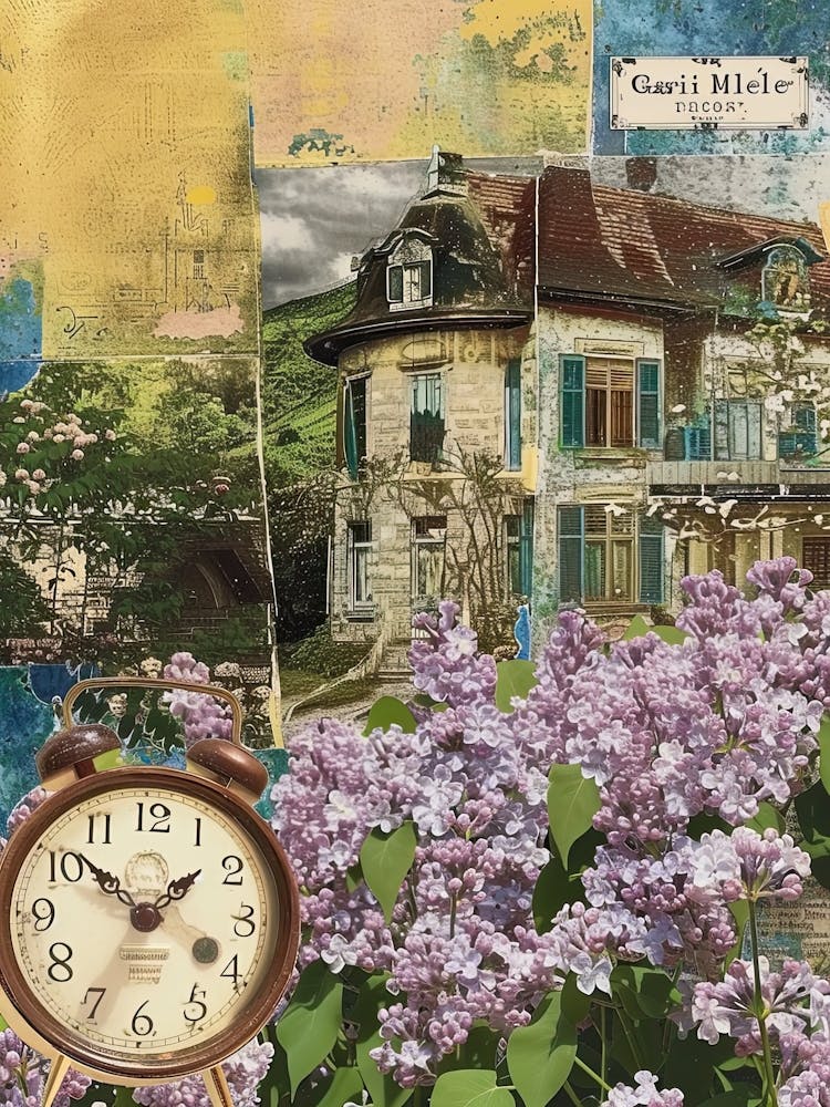 Lilac Flowers Scrapbook Collage Cottage 1