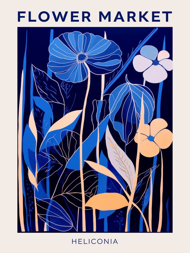 Blue Flower Market Poster Heliconia 2