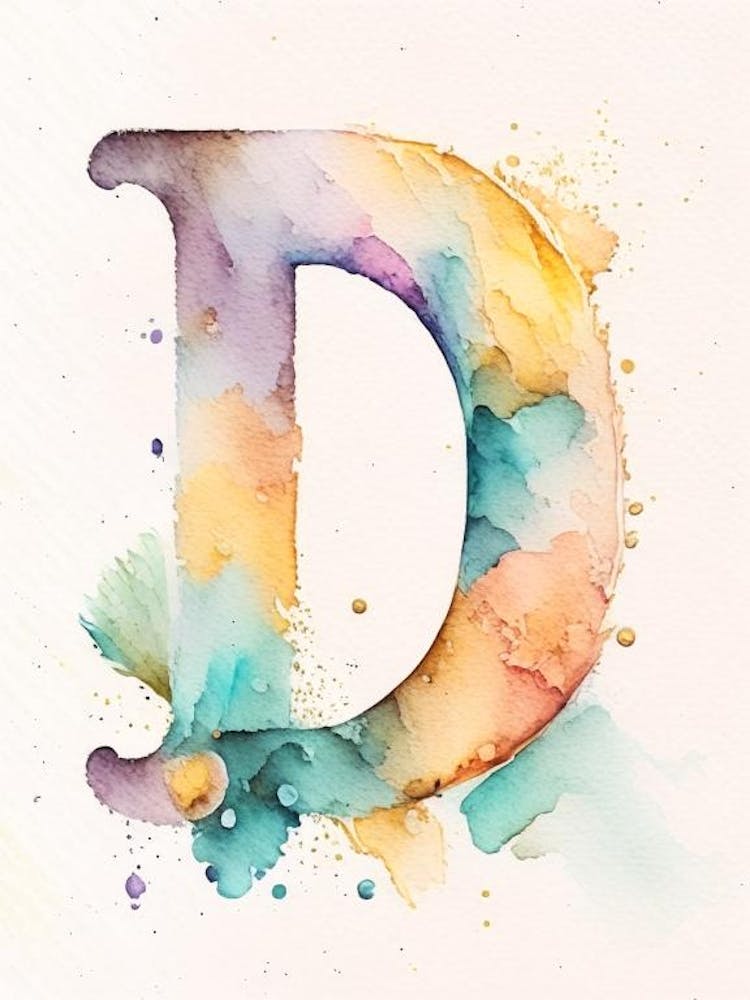 D, Letter, Alphabet Storybook Watercolour 1