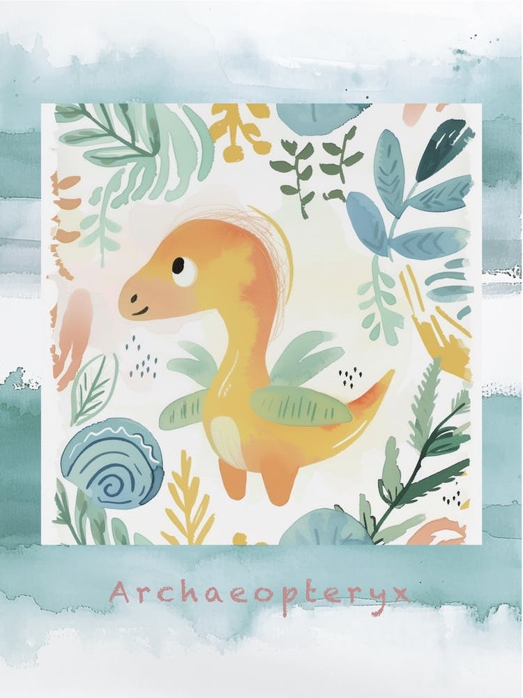 Archaeopteryx Dinosaur Muted Pastels Pattern 4 Poster