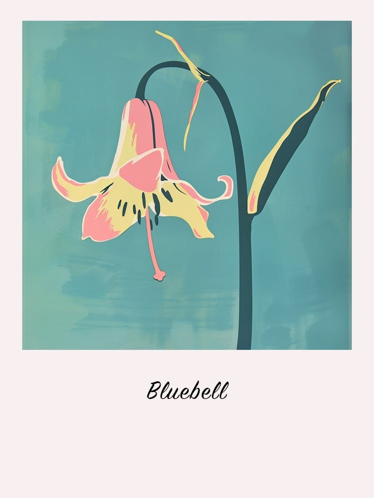Bluebell Square Flower Illustration Poster