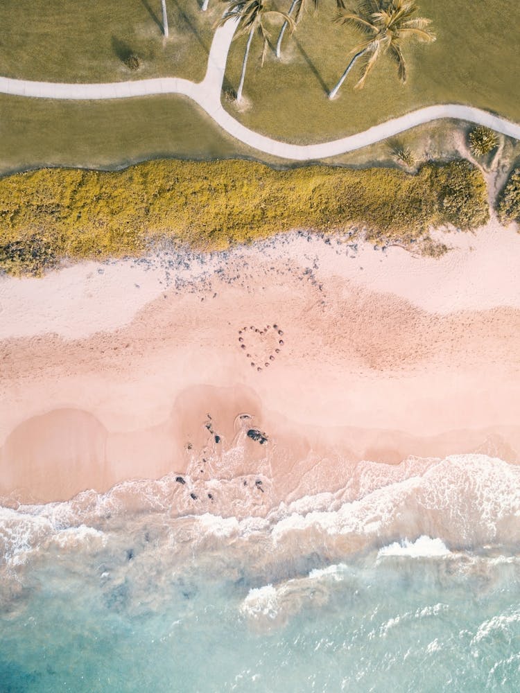 Aerial Valentine's Heart - Hawaii Beach Photography