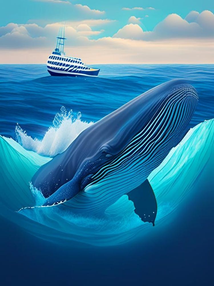 Whale In Atlantic Ocean Digital Illustration