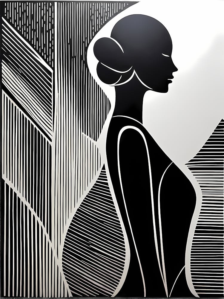 A Linocut inspired woman art, 112