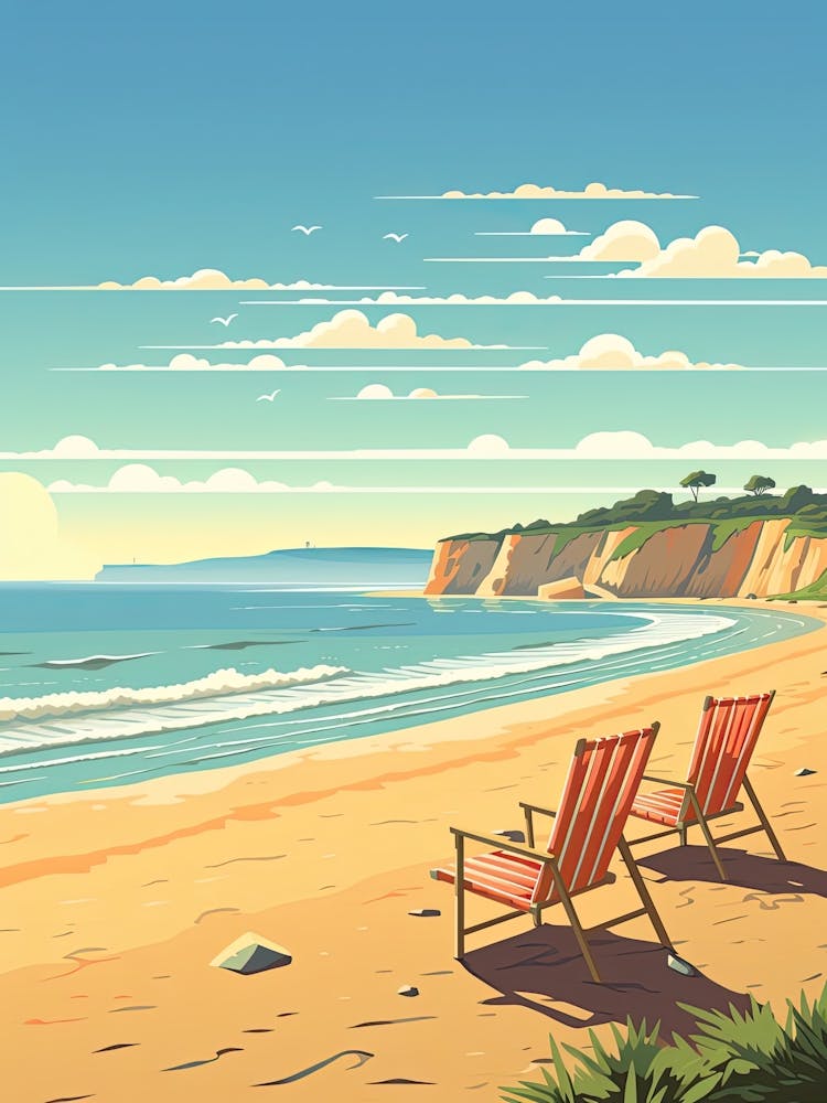 Malibu Beach California, Usa, Flat Illustration 3