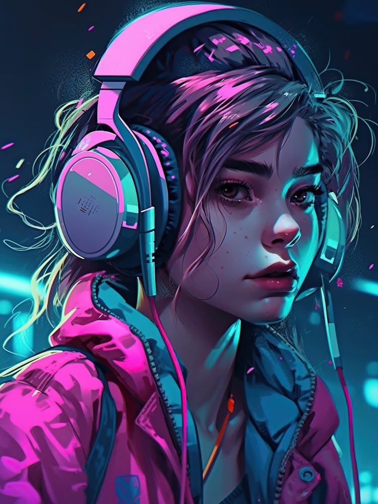 Girl With Headphones 4