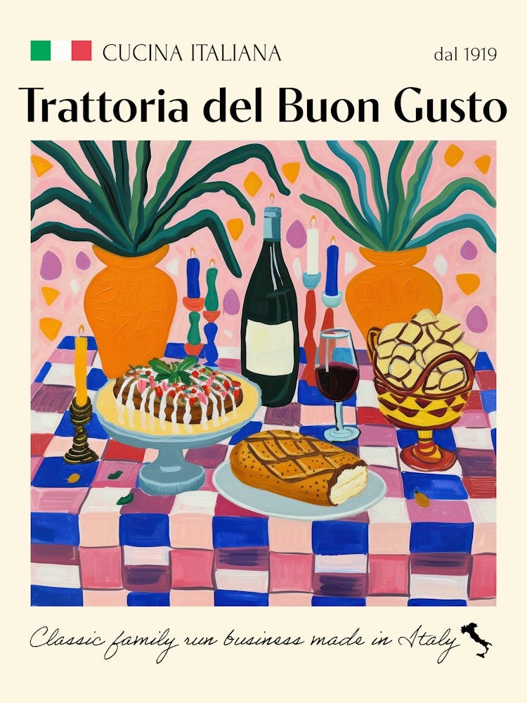 Trattoria Del Buon Gusto Trattoria Italienisches Poster Essen & Küche