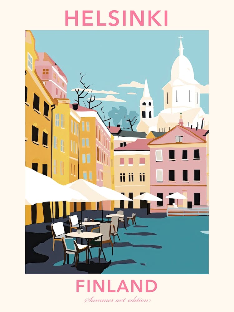 Helsinki, Finland, Flat Pastels Tones Illustration 1 Poster