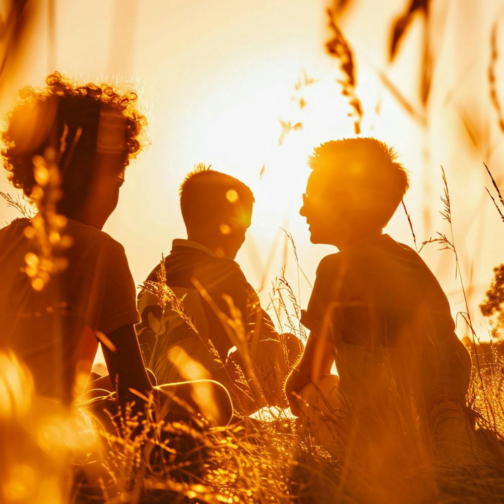 Children Playing In The Grass