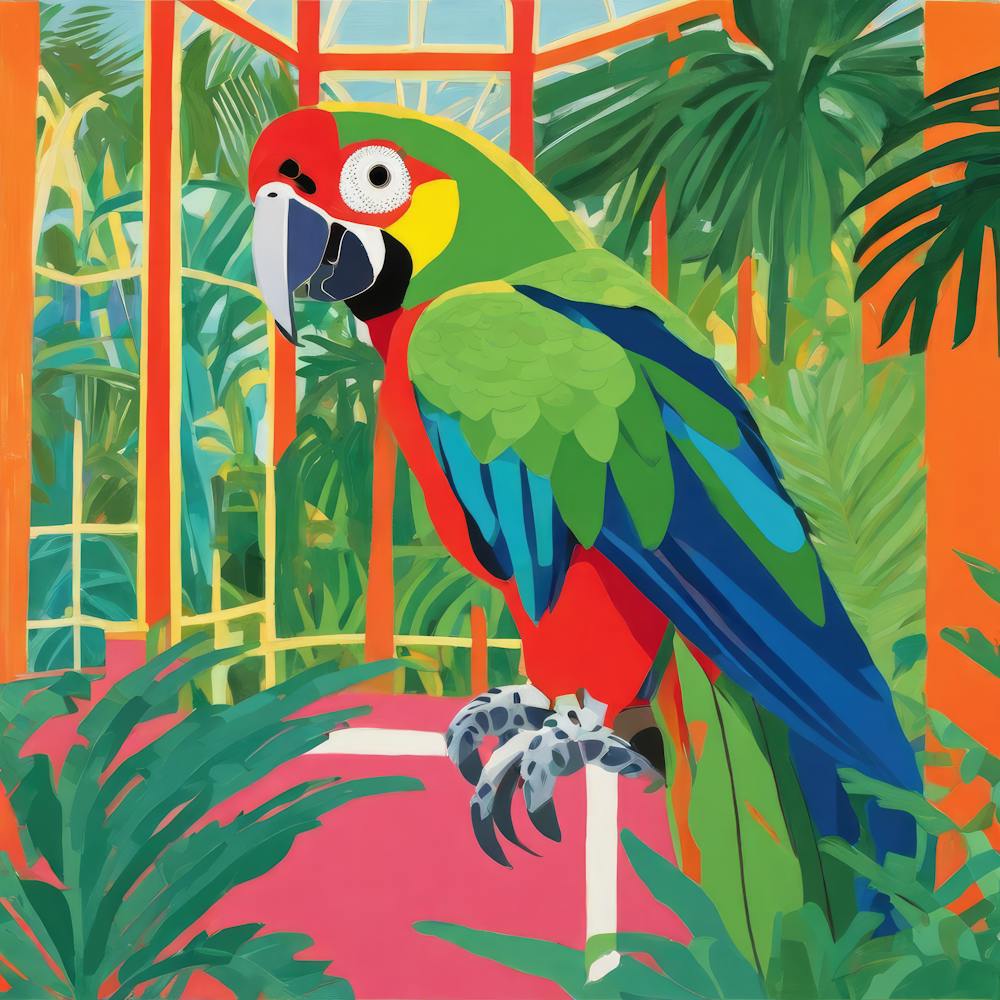 David Hockney Style: Parrot in Palm House Series 1
