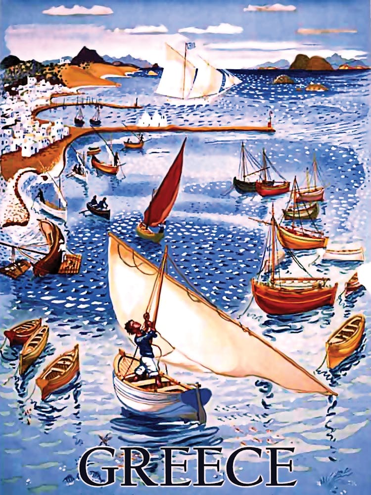 Greece, Boats Near The Coast