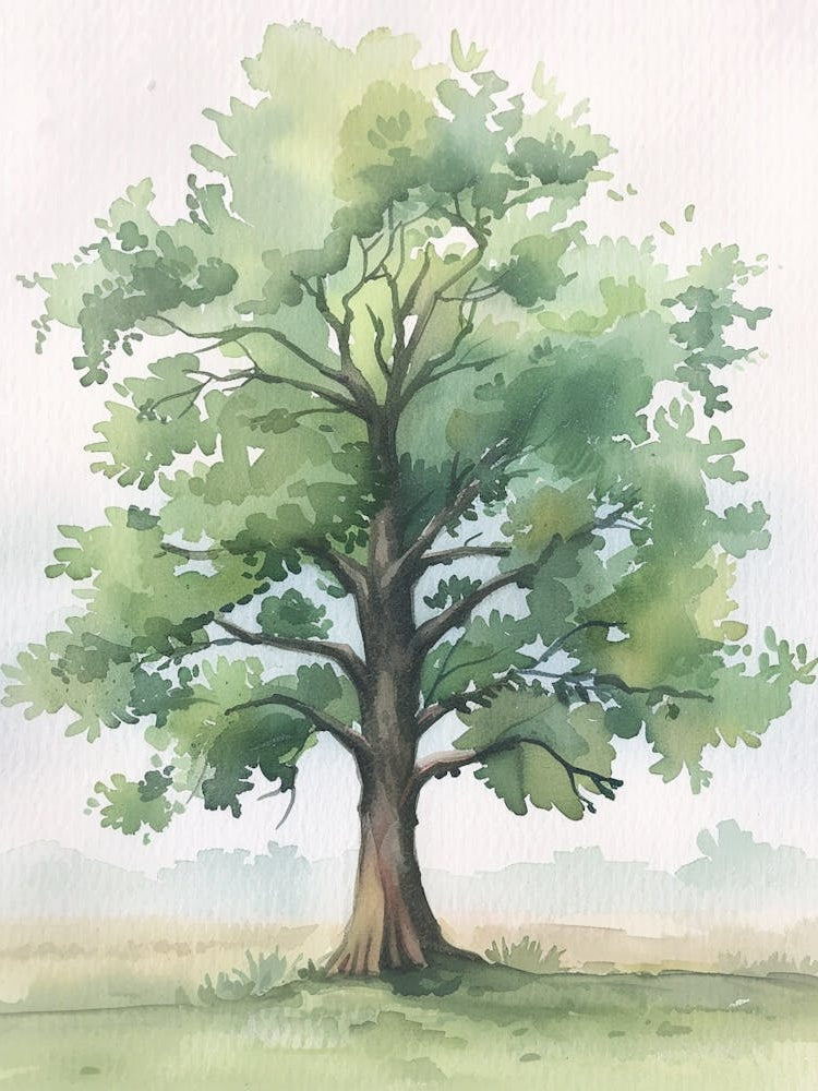 Oak Tree Atmospheric Watercolour Painting 7