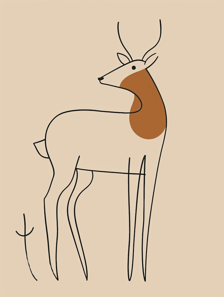 Deer - Boho, Line Art 12