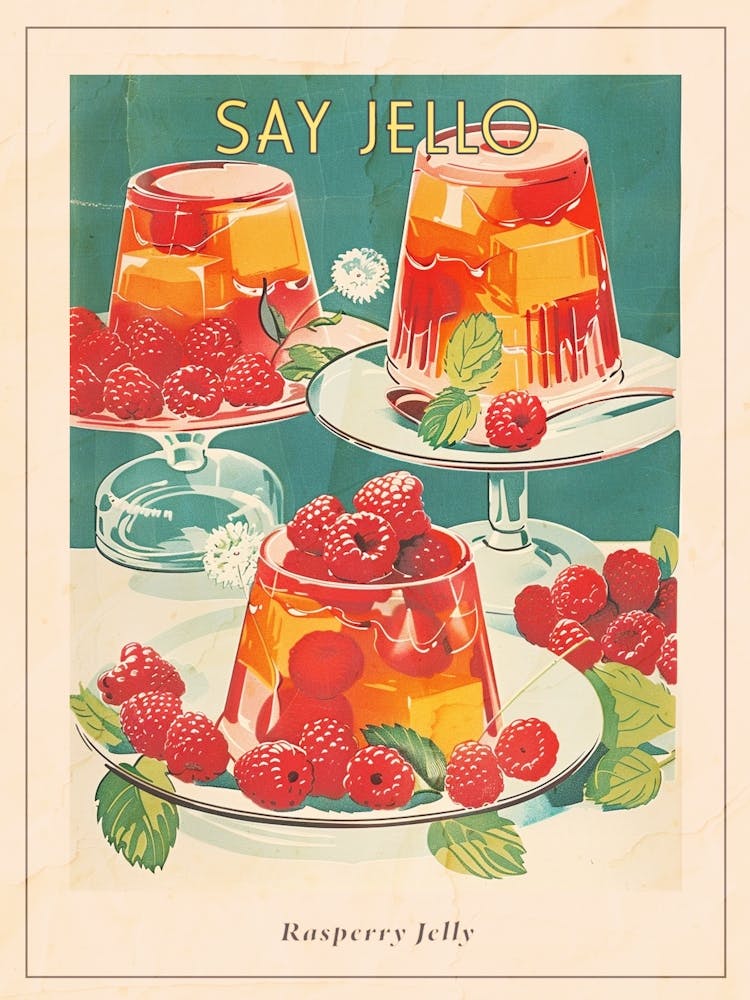 Himbeergelee Vintage Kochbuch Illustration 3 Poster