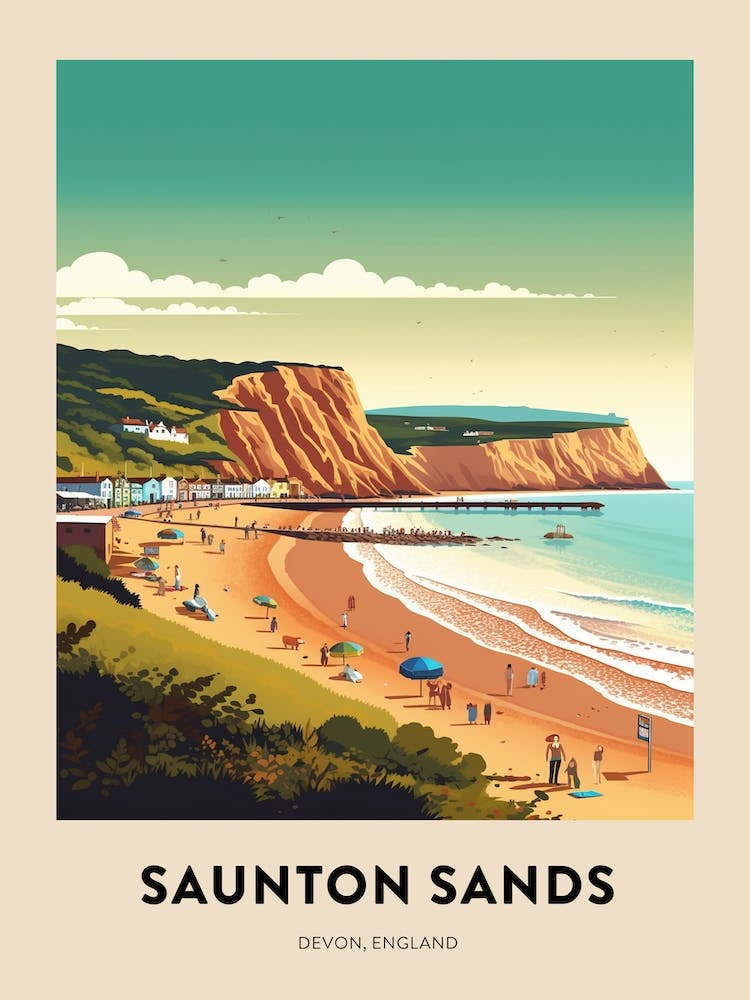 Devon Vintage Travel Poster Saunton Sands 3