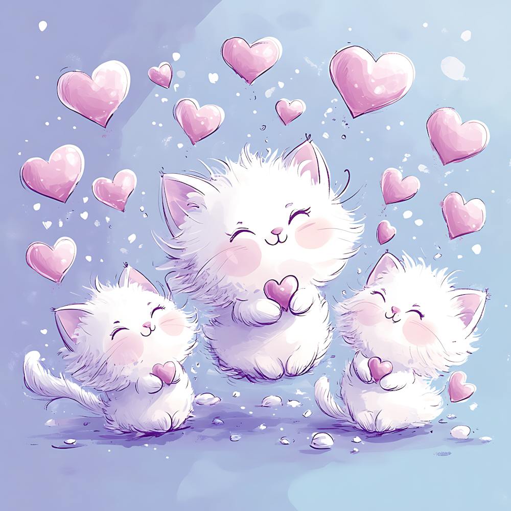 Cute Kittens Pastel Candy Hearts 1