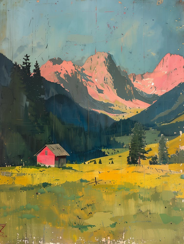 Red Barn In The Mountains